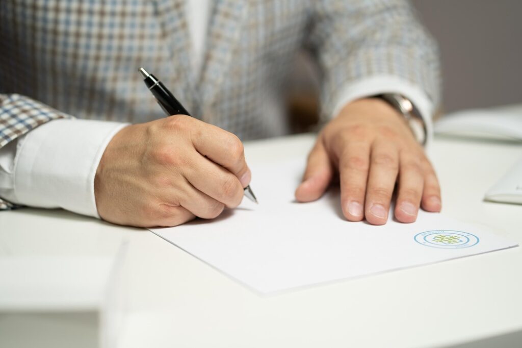 Person signing an appeal document